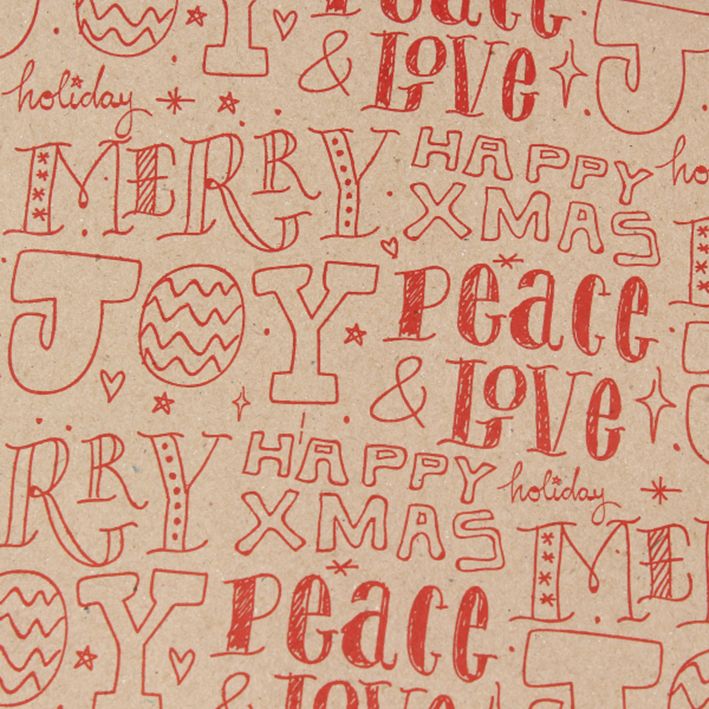 Рождественская упаковочная бумага в рулоне "Peace and love", 0.7×8 м