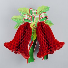 Рождественский подвесной декор "Колокольчики", 34×36 см, красные
