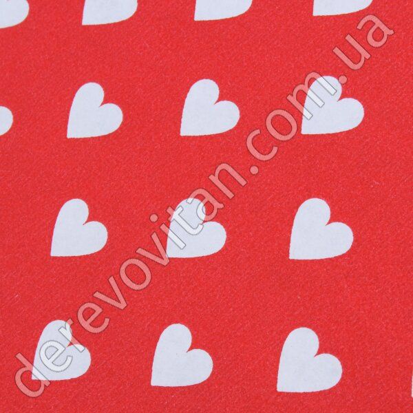 Подарунковий крафт папір "Серця", червоний, 0.7×8 м в рулоні