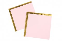 Бумажные салфетки светло-розовые с окантовкой золото, 20 шт. 16.5×16.5 см