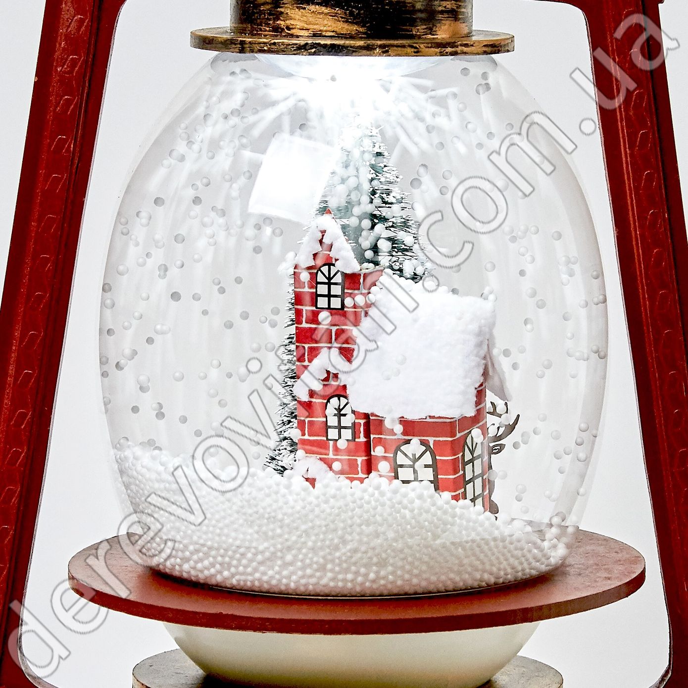 Музыкальная лампа с циркуляцией снега "Домик в Лапландии", 2 режима, 26×36 см