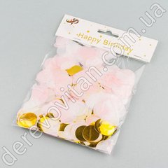 Конфетти кружки из тишью "Розовое с золотом" 2.5 см, 30 г
