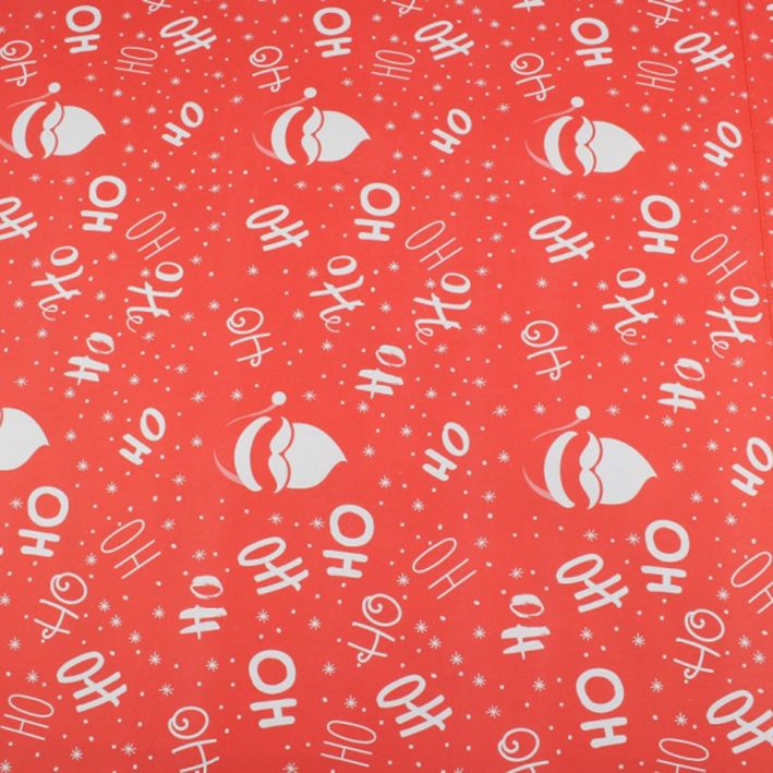 Новогодняя упаковочная крафт бумага красная "Санта", 0.7×8 м