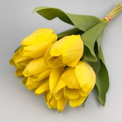 Тюльпани штучні, латекс та тканина, жовті/лимонні, букет 7 шт., ~37 см
