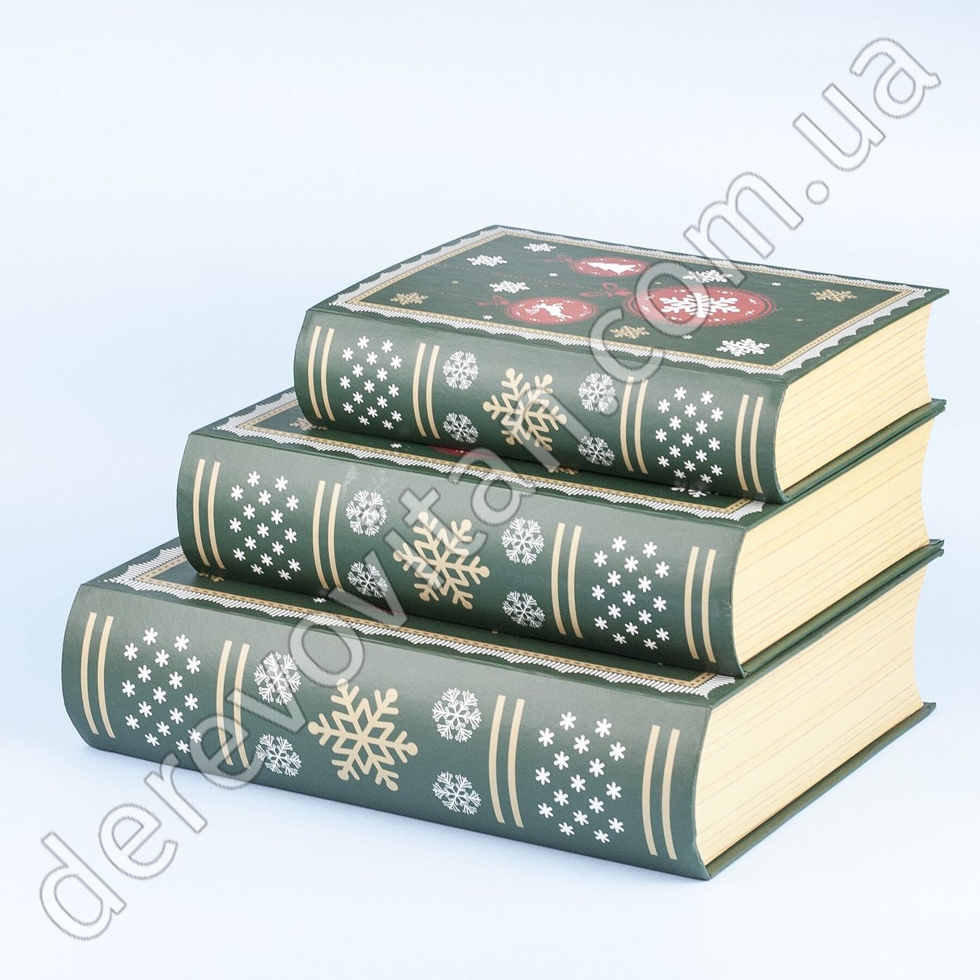 Коробки новогодние подарочные "Книга", зеленые, 3 шт.