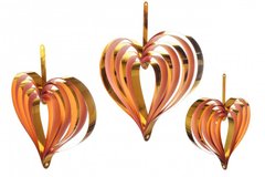 Подвески для декора "Сердце", розово-золотые, 4 шт, 10-15-20-25 см