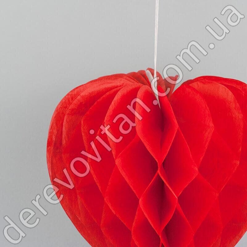 Подвеска-соты "Сердце", красная, 20 см (d20)