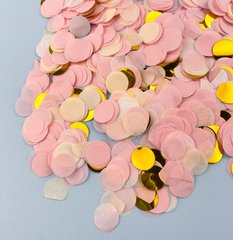 Конфетти светло-розовое с золотом из тишью и фольги 1.5 см, 13 г