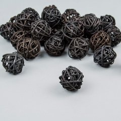 Шарики ротанговые, черные, 3-4 см, 25 шт.