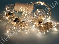 Led-гірлянда для декору "Лампочки", 10 ламп, 2.55 м (тепле світло)