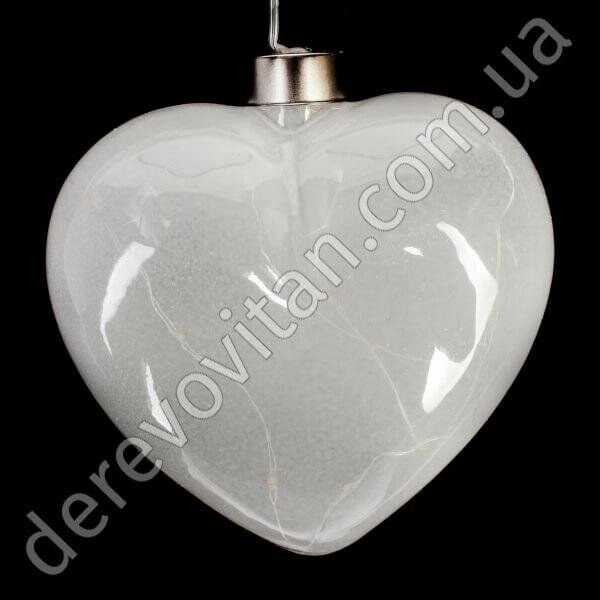 Декоративний LED-світильник "Серце" на батарейках, білий, 13×13×4 см