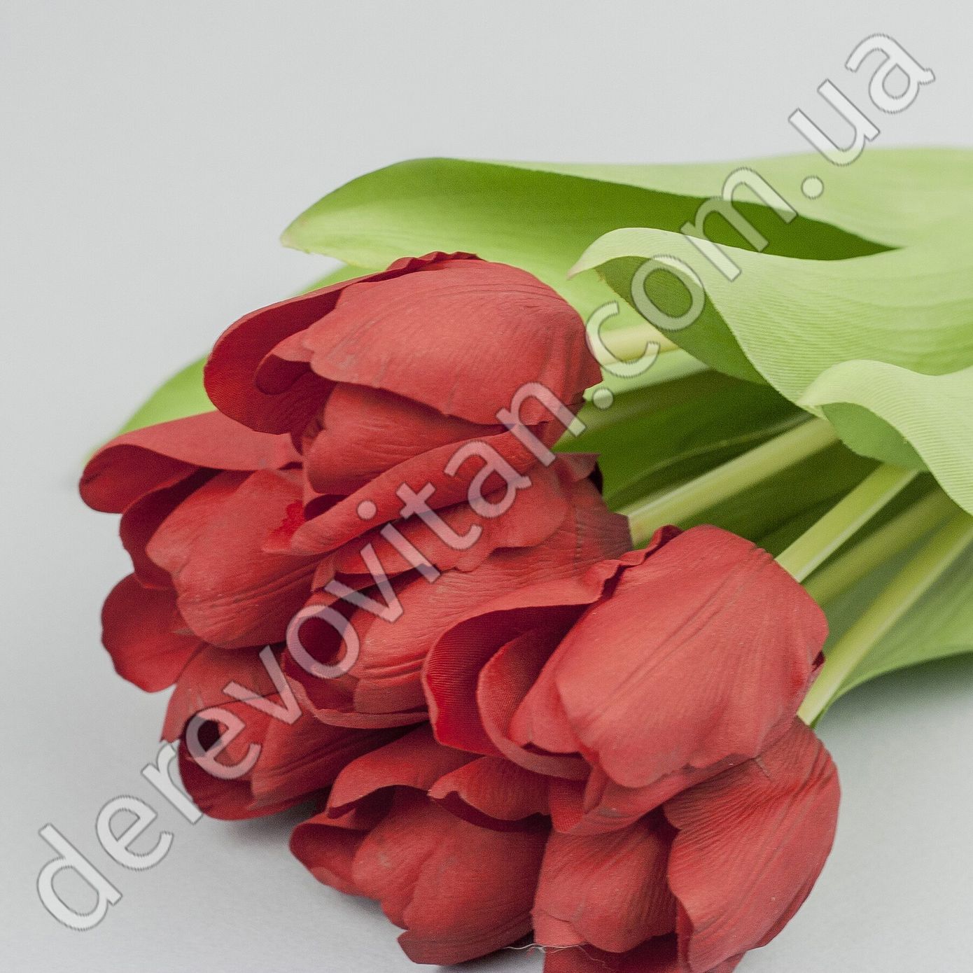 Тюльпаны искусственные, латекс и ткань, красные, букет 7 шт., ~37 см