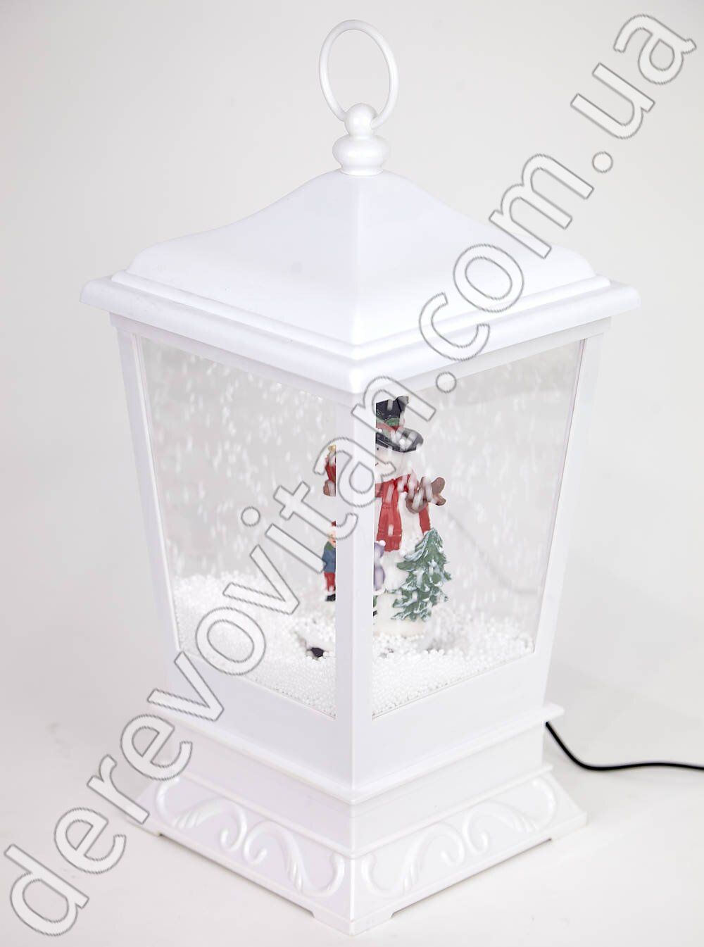 Музичний ліхтар з падаючим снігом "Задоволений сніговик", 41×20 см