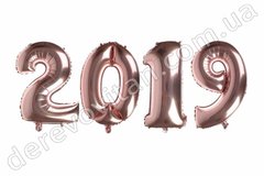 Шары-цифры на Новый год "2019", розовый металлик, 58×70 см