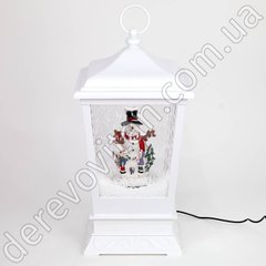 Музыкальный фонарь с падающим снегом "Довольный снеговик", 41×20 см