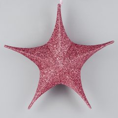 Підвісна зірка для декору з тканини, рожева, 40 см