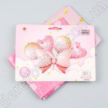 Набор фольгированных шаров "Baby girl Бантик", розовый, 5 шт.