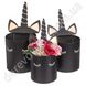 Коробки круглі для квітів "Єдиноріг", чорні, 3 шт.