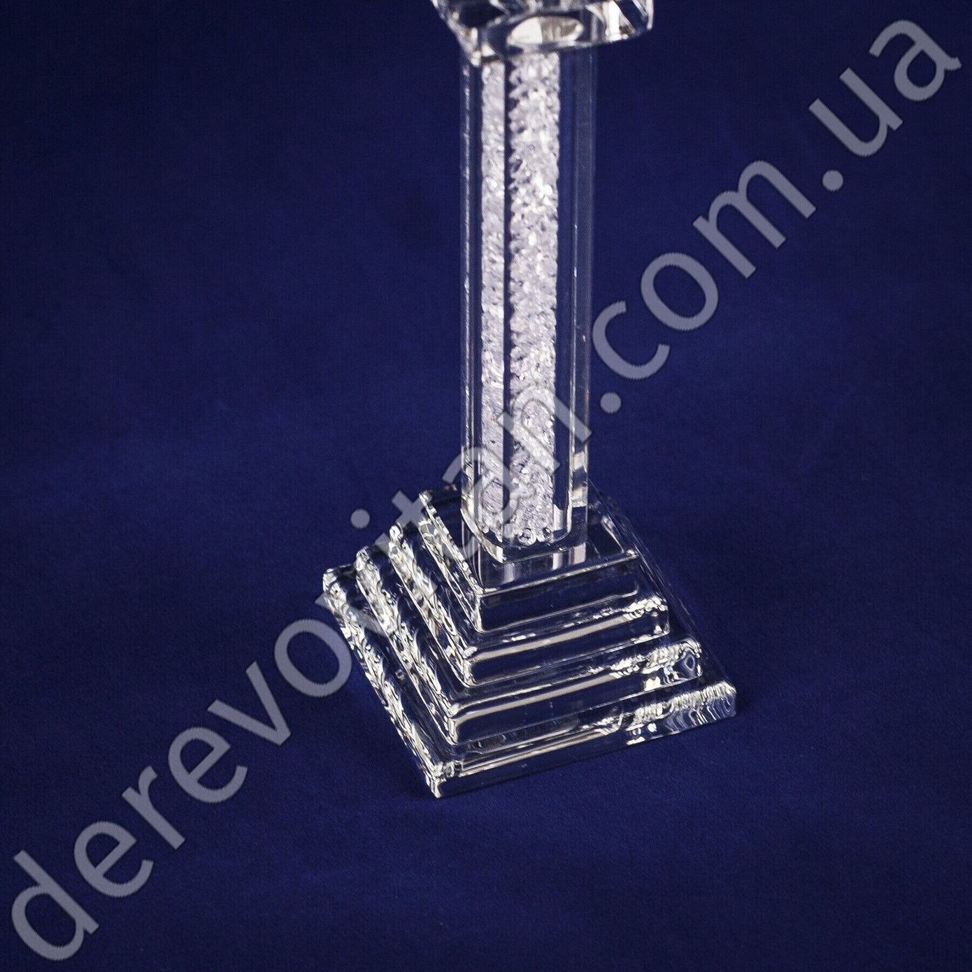 Підсвічник скляний "Колона класік" №3, 6×21 см, 2 розміри свічки