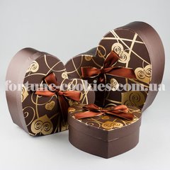 Подарочные коробки "Сердце" коричневые, набор из 3 шт.