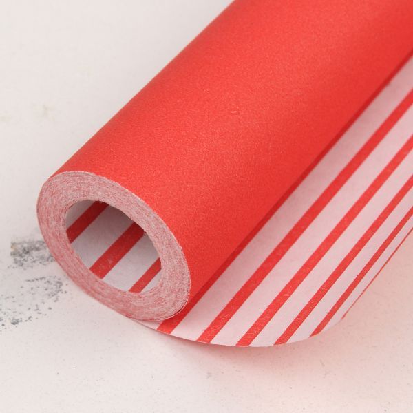 Крафт-бумага для подарков красная и полоска, 0.7&times;8&nbsp;м