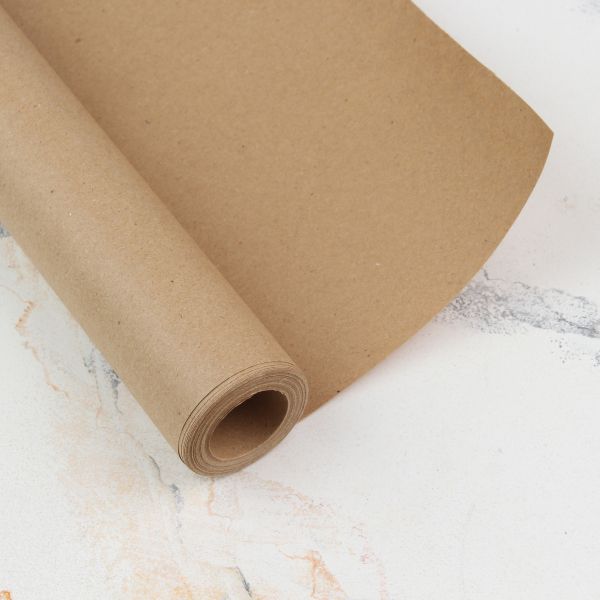 Вологостійкий крафтовий пакувальний папір без принту, 0.7×8 м в рулоні