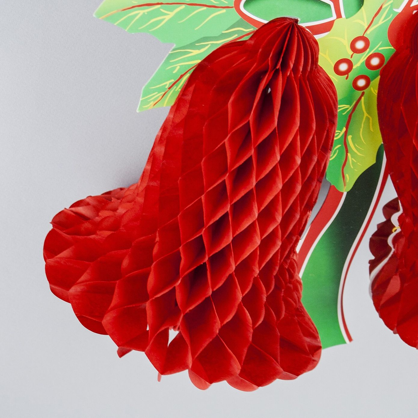 Різдвяний підвісний декор "Дзвоники", 34×36 см, червоні