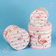 Подарункові/капелюшні/квіткові коробки "Фламінго рожевий", набір 3 шт.