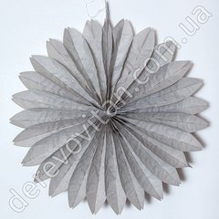 Подвесной веер, серый, 30 см - бумажный декор-гармошка