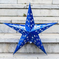 Бумажная звезда для декора, синяя, 53 см