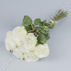 Букет искусственных роз, бело-салатовый, 8 шт, 38 см