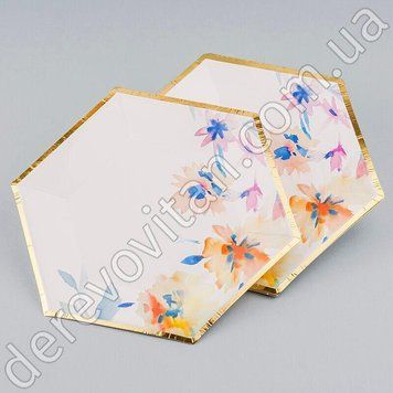 Тарілки одноразові, картонні, Акварель, 20&times;23 см, 10 шт.
