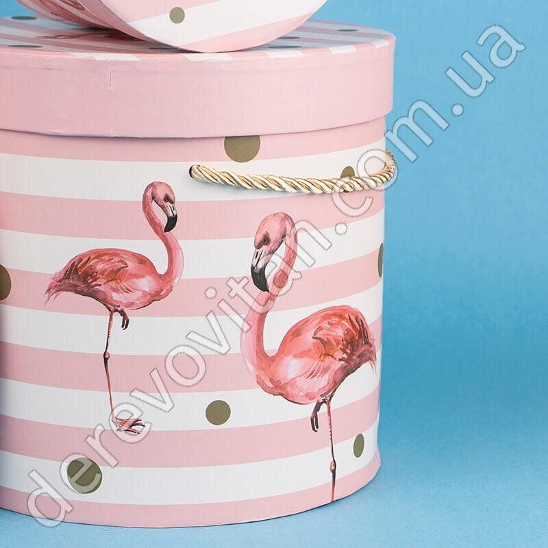 Подарункові/капелюшні/квіткові коробки "Фламінго рожевий", набір 3 шт.