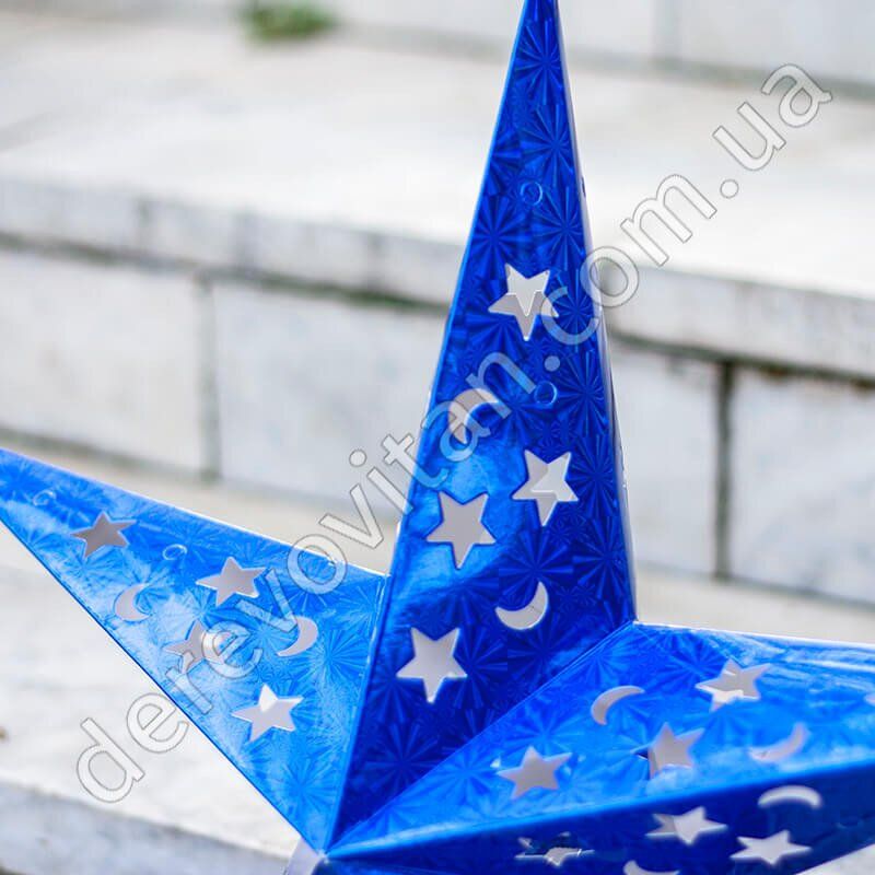 Бумажная звезда для декора, синяя, 53 см