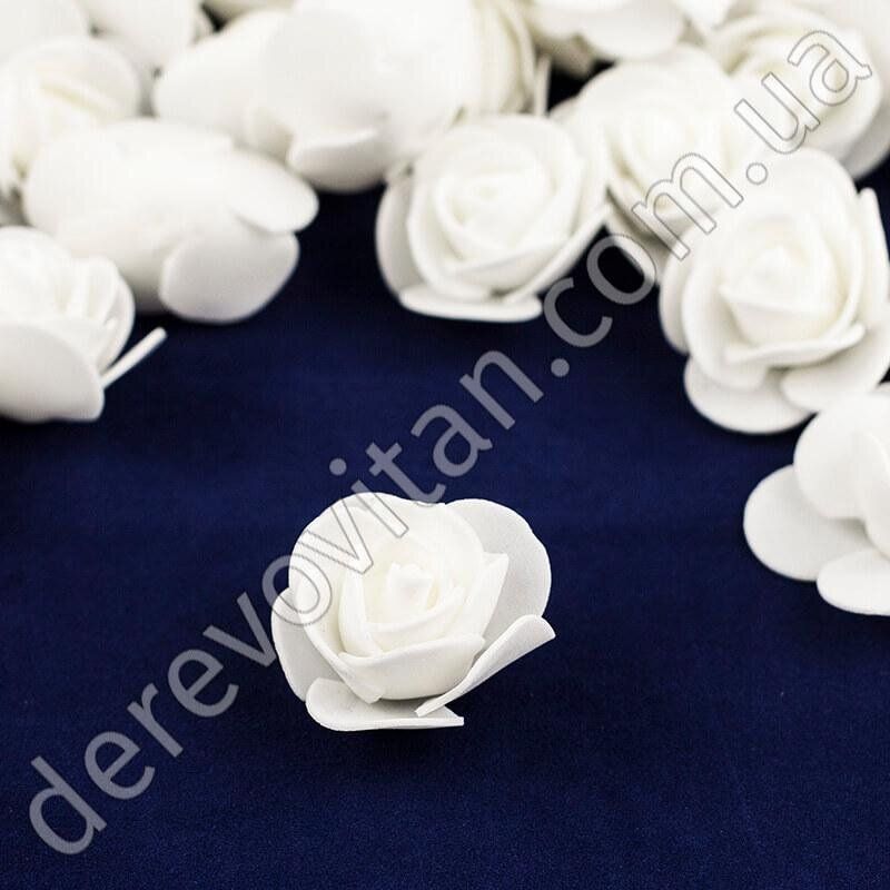 Розы из фоамирана, белые, 3.5 см, 25 шт.