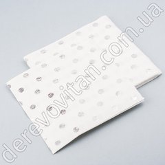 Салфетки бумажные декоративные белые "Серебряный горох", 20 шт., 16.5×16.5 см