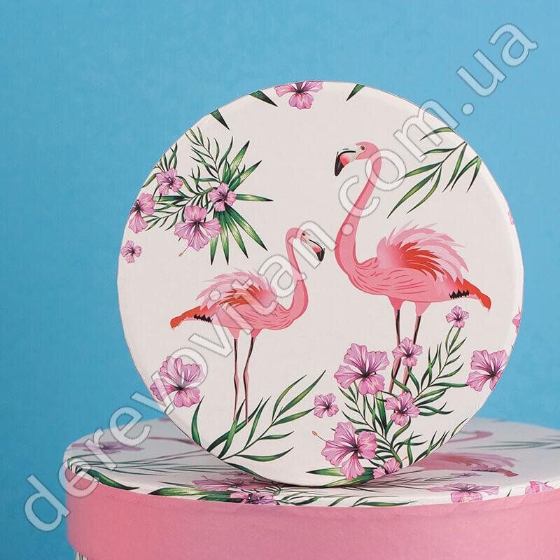 Подарочные/шляпные/цветочные коробки "Фламинго", белые, набор из 3 шт.