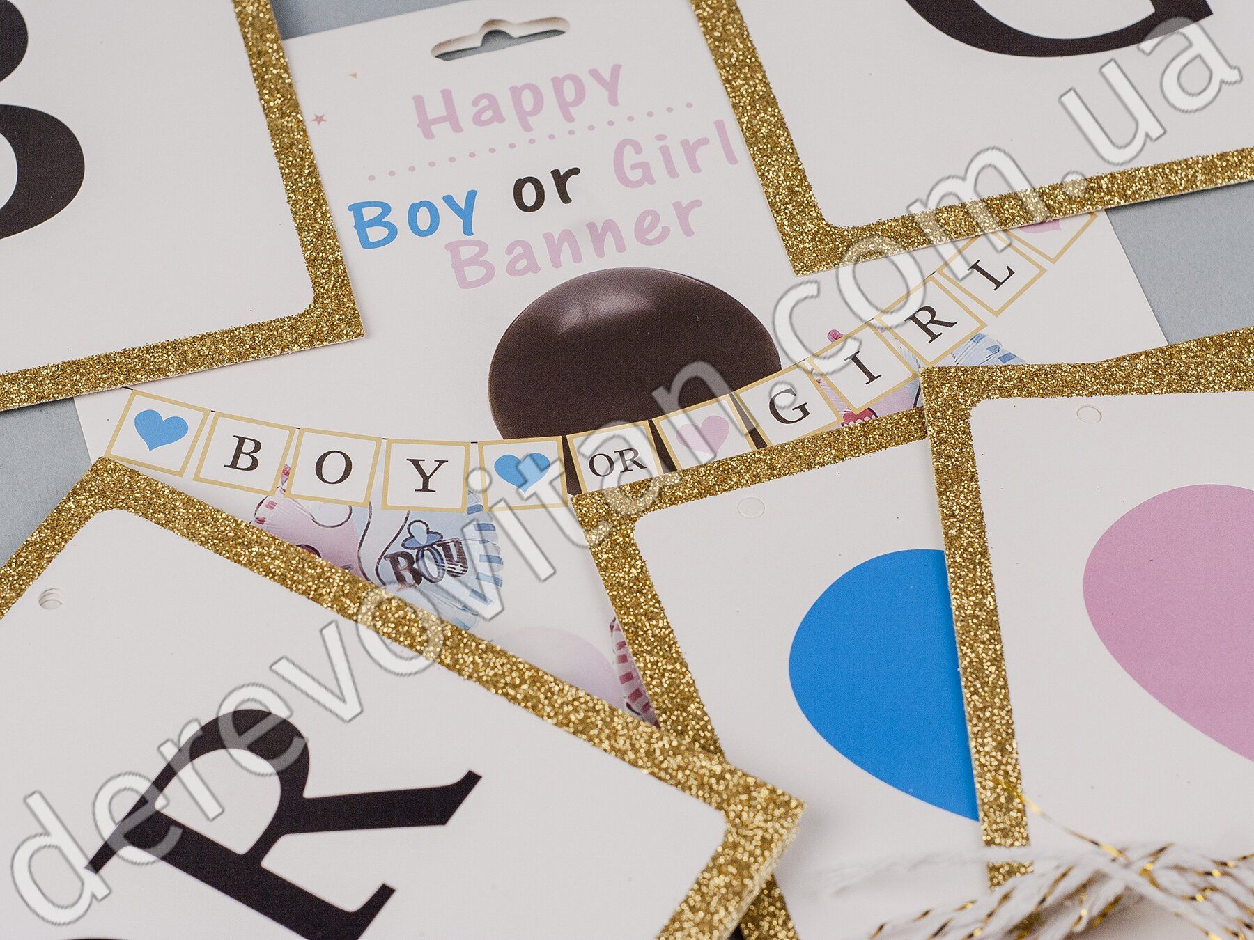 Гирлянда из флажков для Gender Reveal Party "Boy or Girl", 2 м
