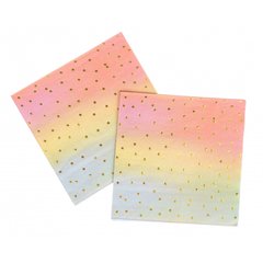 Бумажные праздничные салфетки разноцветные в горох, 20 шт. 16.5×16.5 см