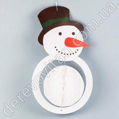 Декор новогодний "Снеговик" с шаром-соты, 21.5×38 см