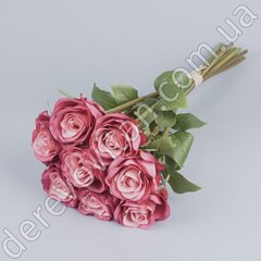 Букет штучних троянд, рожево-малиновий, 8 шт., 38 см