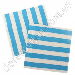 Серветки паперові в смужку, біло-блакитні, 20 шт., 16.5×16.5 см (33 см)