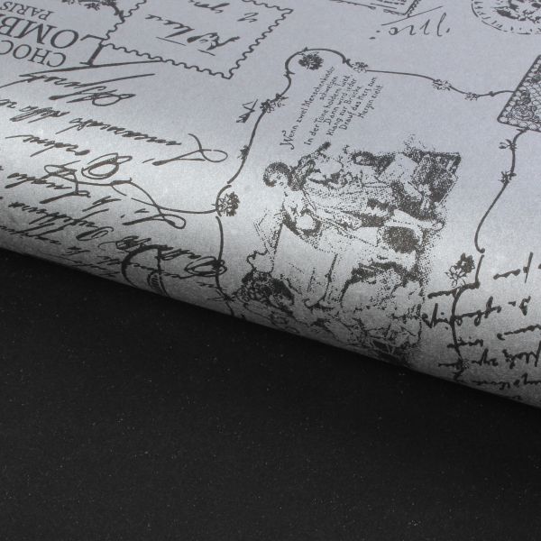 Крафтовий пакувальний папір "Листівка" сріблястий, 0.7×8 м рулон