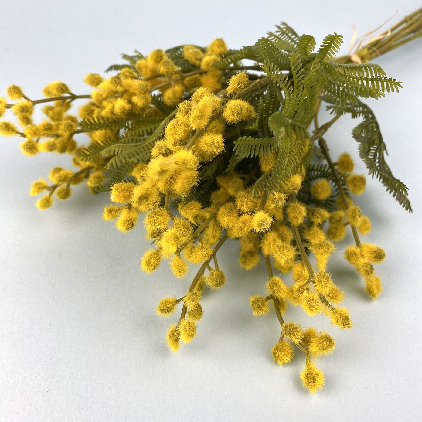 Мимоза искусственная желтая, букетик 6 веток, 16×38 см