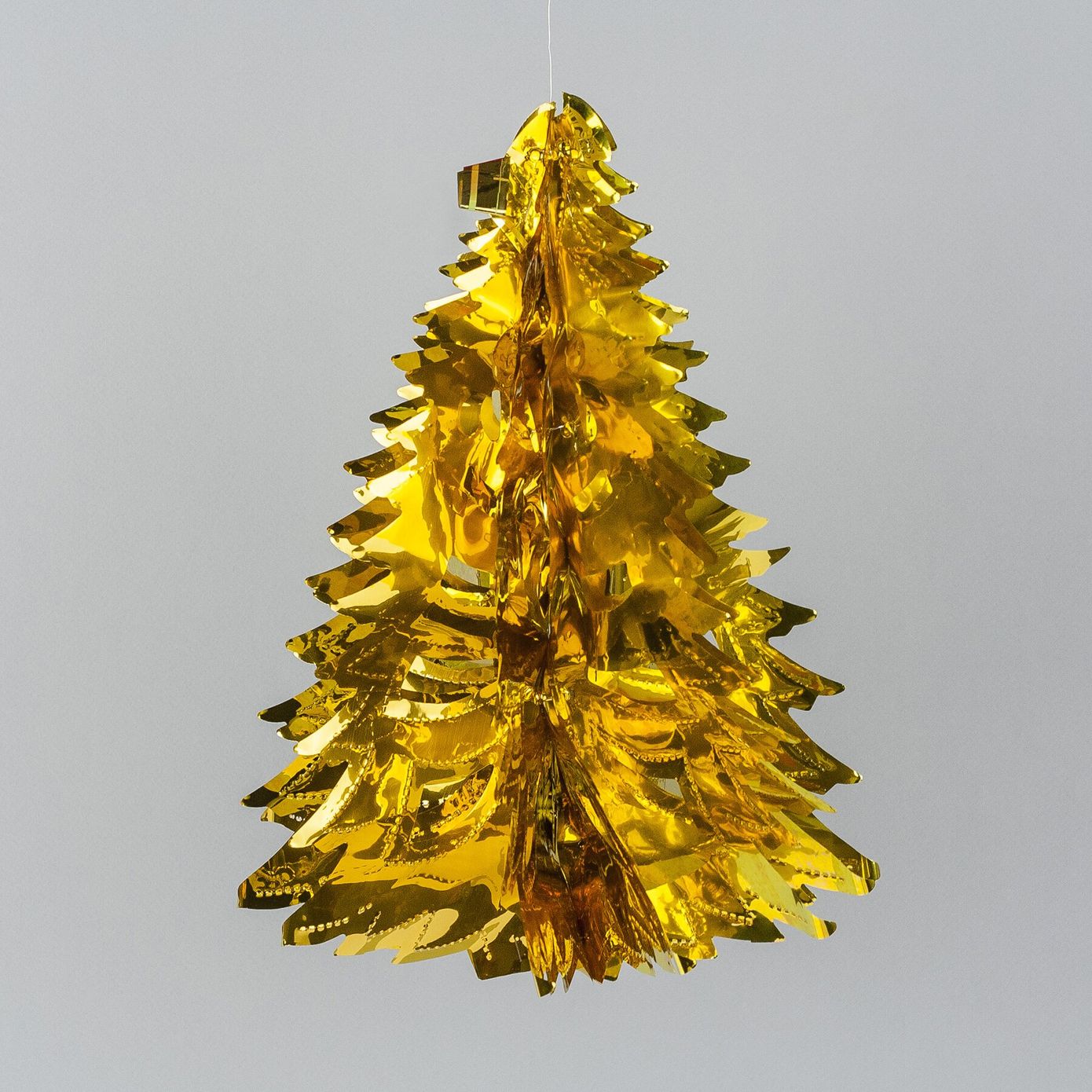 Подвесной новогодний декор "Елочка" из фольги, золото, 30 см