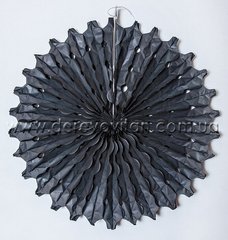 Подвесной веер из тишью, черный, 40 см - бумажный декор-гармошка