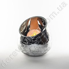 Підсвічник/ваза зі скла з ефектом "ртутного" покриття, срібло, 13 см