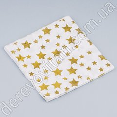 Салфетки праздничные "Звезды", белые с золотом, 20 шт., 16.5×16.5 см