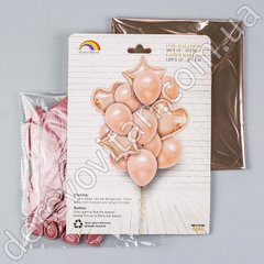 Фонтан воздушных шаров персиково-розовый, 16 шт. 18'' и 12''