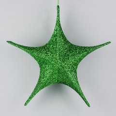 Новорічний декор підвісна зірка з тканини, зелена, 40 см